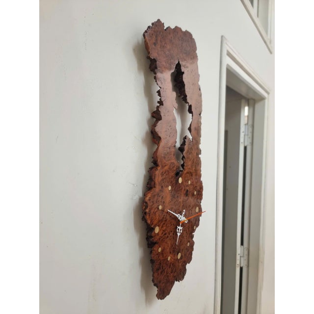 2020s Gateway of Time – One-of-a-Kind Vietnamese Burl Elm Wood Wall Clock For Sale - Image 5 of 14