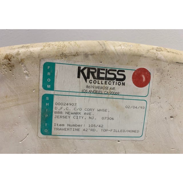Organic Modern Kreiss Travertine & Gilt Iron Dunbar Inspired Wheat Sheaf Center Table For Sale - Image 10 of 11