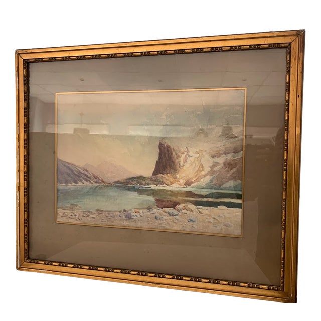 Mountain Landscape, 20th Century, Gouache, Framed For Sale