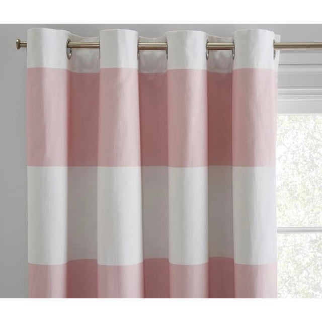 Pottery Barn Kids Preppy Rugby Blackout Curtain 52x63 Inches Pink/white 100% cotton Set of 2 2 for $70 or one for $40 Very...