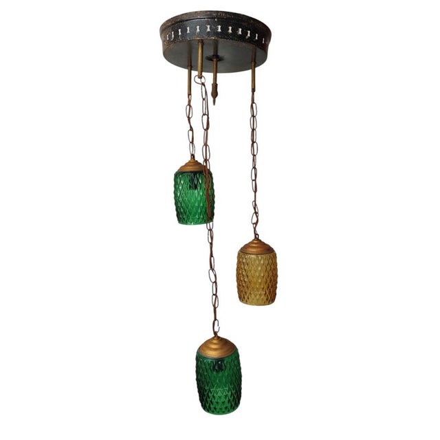 Glass Mid-Century Crystal Pendat Light by Nordica, 1950s For Sale - Image 7 of 7