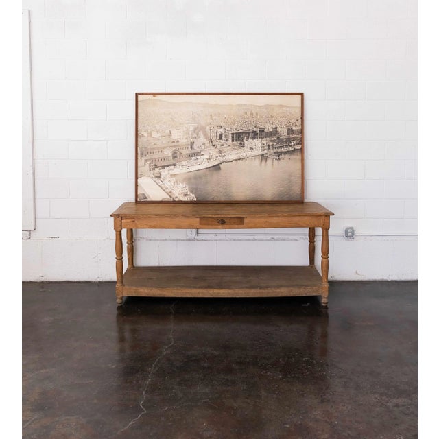 Contemporary Vintage 1940's Spanish Wood Framed Photograph, Port of Barcelona For Sale - Image 3 of 11