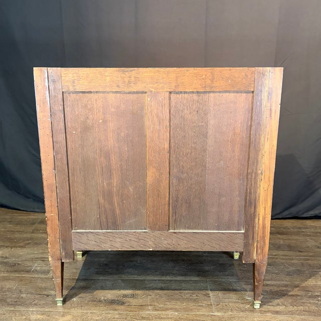 French Neoclassical Louis XVI Marble Top Parquetry Chest of Drawers For Sale - Image 13 of 13