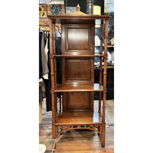 1970s Vintage Solid Wood 3-Shelf Etagere or Book Shelf For Sale - Image 5 of 6