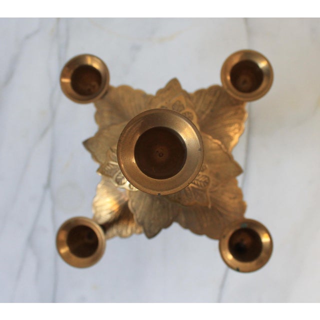 Vintage Brass Christmas Tree Candle Holder For Sale - Image 4 of 7