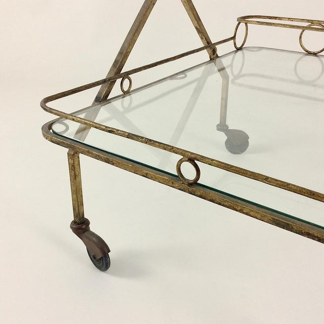 Gilt Metal Bar Cart, Italy, 1960s For Sale - Image 12 of 15