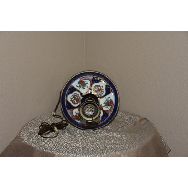 Blue Japanese Imari Porcelain & Wood Lamp For Sale - Image 8 of 13