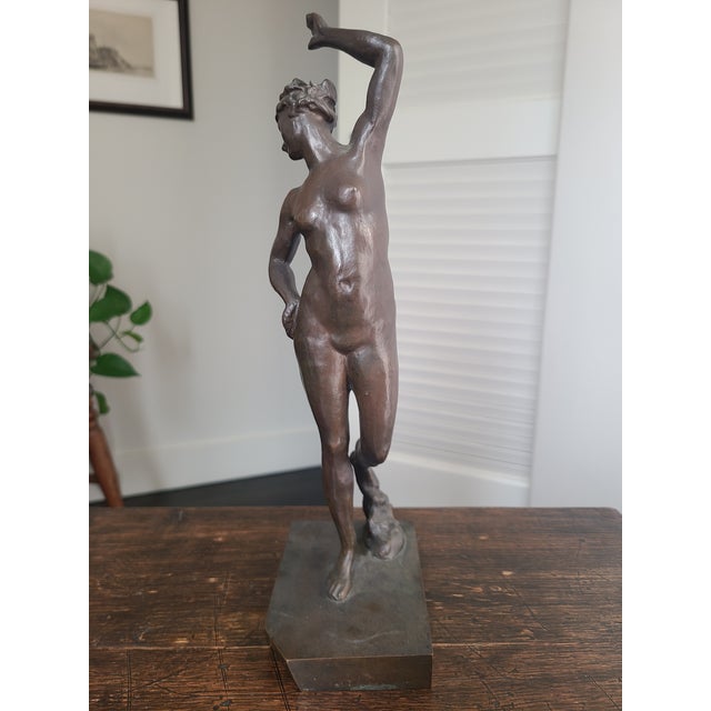 1920s 1920s Guss H. Noack Antique Art Deco Bronze Sculpture Dancing Nude Woman Figurine For Sale - Image 5 of 18