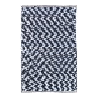 Dash & Albert by Annie Selke Herringbone Indigo/White Indoor/Outdoor Rug, 7' 6" x 9' 6" For Sale