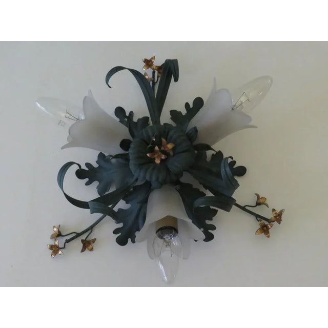 2 wall lamps or ceiling lamps from banci firenze italy 1950s these graceful lamps are made of antique green metal, on a...