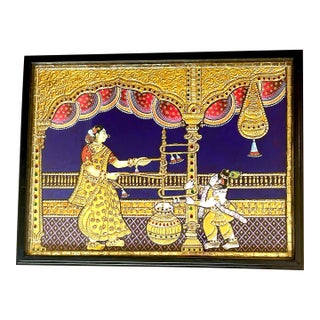 Modern Framed, Large Tanjore Painting, 3- Dimensional, Circa Late 20th/Early 21st Century, India For Sale