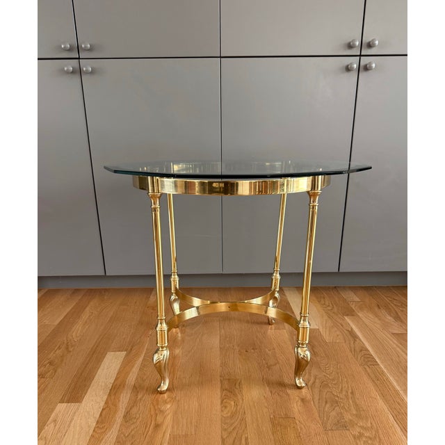 Labarge Vintage French Style Brass and Glass Side Table For Sale - Image 4 of 9