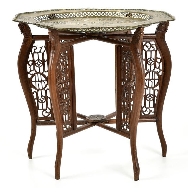 Metal Chinese Table with Copper Top For Sale - Image 7 of 7