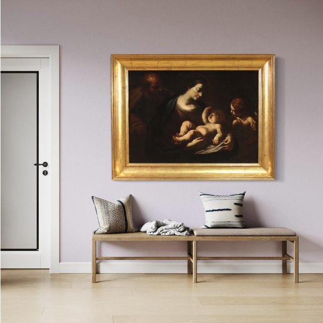 17th Century Italian Artist, Holy Family, 1660, Oil on Canvas For Sale - Image 5 of 16