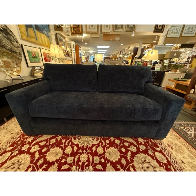Crate & Barrel Axis Sofa, Midnight Chenille For Sale - Image 10 of 11