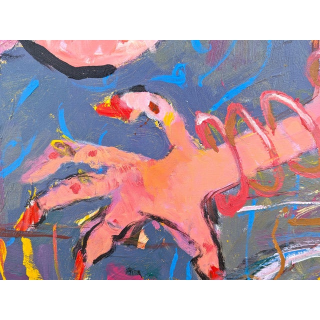 Oswaldo Subero "Jacucci" Contemporary Abstract Pink & Yellow Expressionist Female Painting, 2005 For Sale - Image 4 of 12