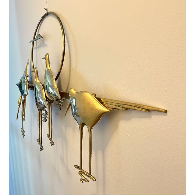 1980 MCM Bijan Bahar Brass Wall Art Sculpture Nantucket Sandpipers or Shorebirds For Sale - Image 11 of 18