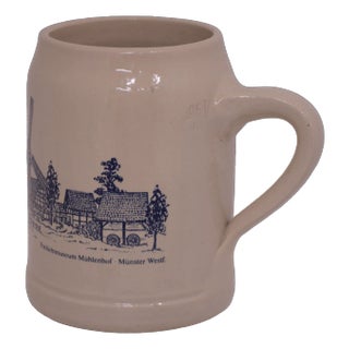Vintage Blue German Ironstone Ceramic Stein For Sale