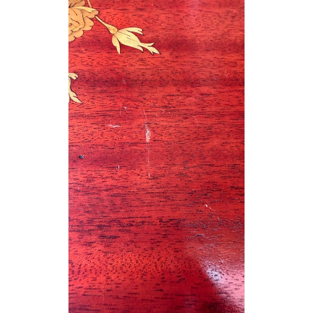 Vintage Rococo Style Printed Marquetry Accent Table For Sale - Image 13 of 16