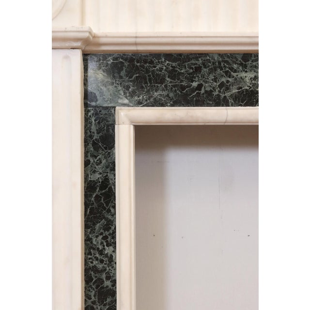 Regency White Marble Mantel With Emerald Green Marble Inlay For Sale - Image 10 of 13