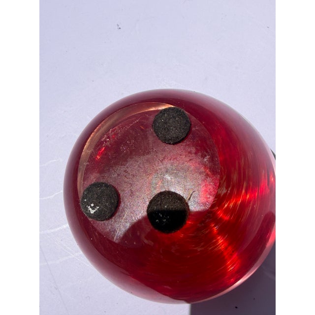 Blenko 1994 Hand-Signed Richard Blenko Ruby Red Glass Apple Paperweight - Model #882 For Sale - Image 4 of 12