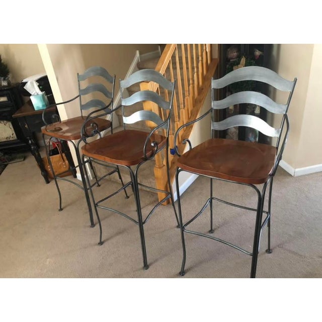 Black 1990s Ethan Allen Tall Stools-Set of 3 For Sale - Image 8 of 15