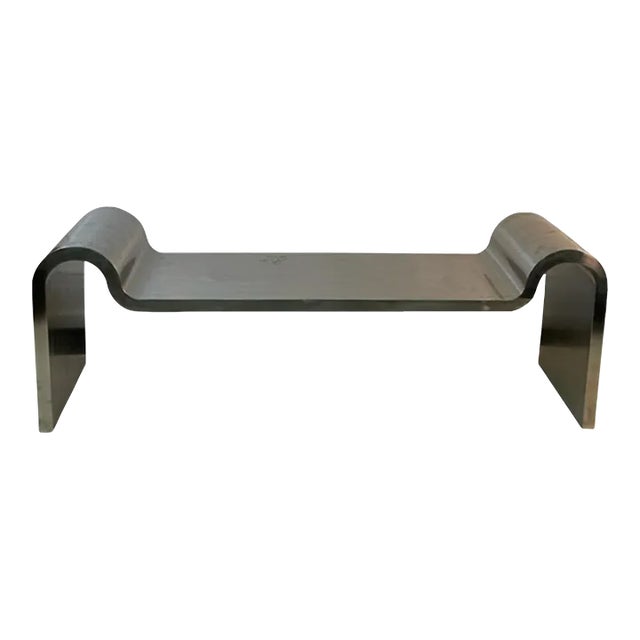 Late 20th Century Modern Sculptural Polished Steel Bench in the Manner of Karl Springer For Sale