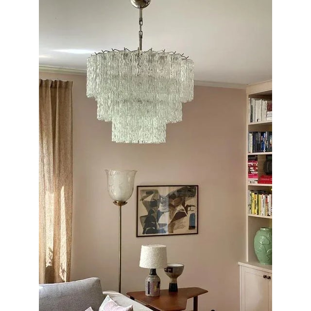 Murano Glass Chandelier 'Cylinder'. Contemporary Italian Murano Crystal Chandelier in Traditional Italian Mid-Century...