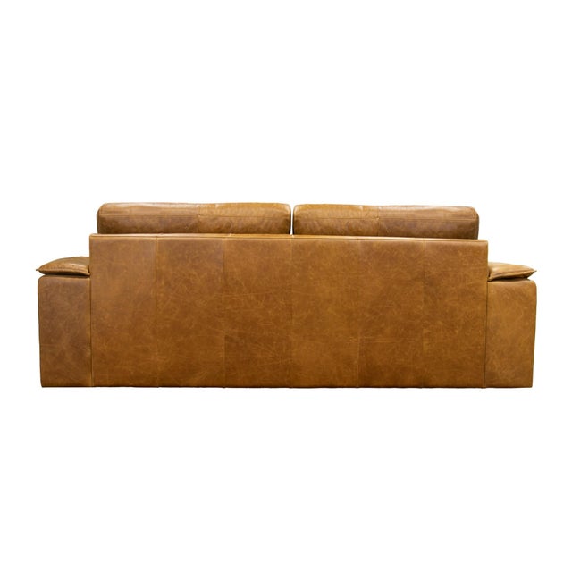 Pasargad Home Hudson Top Grain Leather Sofa, Traditional 3-Seat Couch With Solid Wood Frame For Sale - Image 4 of 9