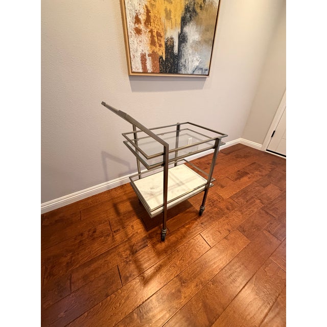 Art Deco Crate & Barrel Renee Bar Cart For Sale - Image 3 of 13