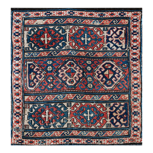 Cute Wine Red Background and Ivory Border Tribal Geometric Design Antique Persian Soumak Rug
