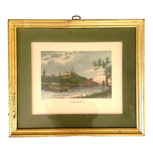 Vintage Framed Lithograph of Saint Florent by Ch. Motte After Isidore-Laurent Deroy - Labeled
