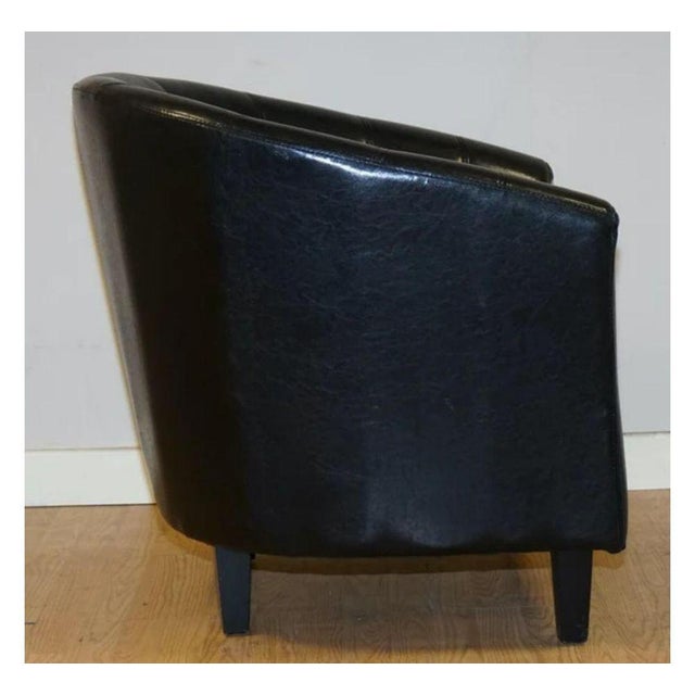 Modern Black Faux Leather Tub Chair For Sale - Image 6 of 7