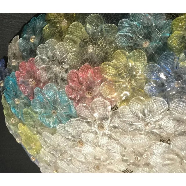 Glass Multi-Color Murano Flower Glass Ceiling Light from Barovier & Toso, 1950s For Sale - Image 7 of 14
