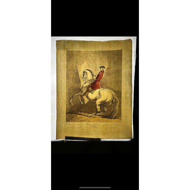 Original hand made, hand colored copperplate engraved print after Johann Elias Ridinger (1698-1767). The classical...