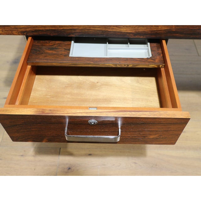 Mid Century Modern Vintage Rosewood Writing Office Desk For Sale - Image 11 of 15