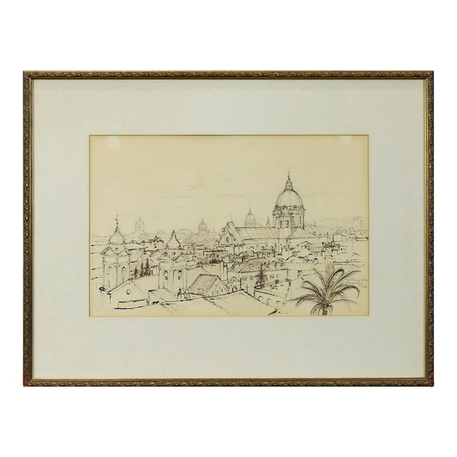 1960s Original "European Skyline" by Hereward Lester Cooke For Sale