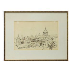 1960s Original "European Skyline" by Hereward Lester Cooke