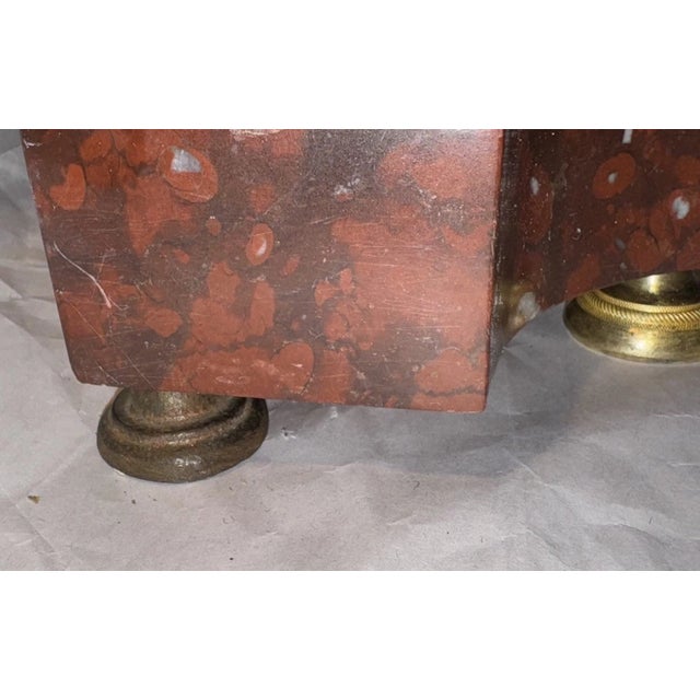 Red Early 19th Century French Bronze & Red Marble Portico Mantel Clock by Lucin a Paris For Sale - Image 8 of 12