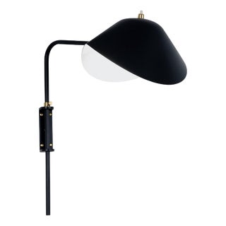 Mid-Century Modern Black Anthony Wall Lamp with Fixing Bracket from Serge Mouille For Sale