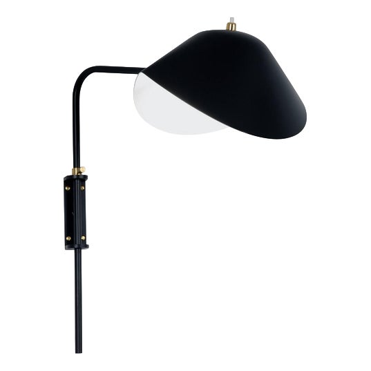 Mid-Century Modern Black Anthony Wall Lamp with Fixing Bracket from Serge Mouille For Sale