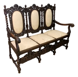Antique Carolean Style Walnut Bench, 1880