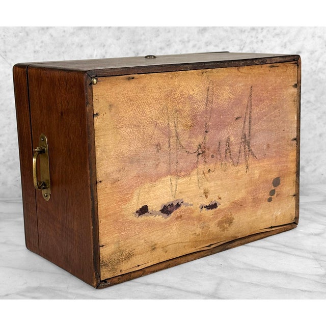 Antique English Benson & Hedges Mahogany Metal Lined Cigar Tobacco Humidor Box For Sale - Image 15 of 15