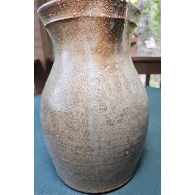 Antique North Carolina Red Clay Salt-Glazed Stoneware Pitcher For Sale In Charlotte - Image 6 of 11