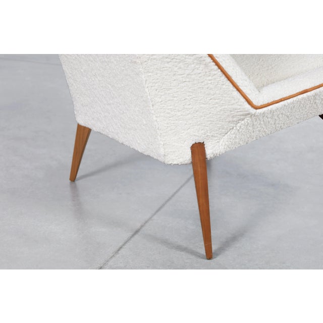 Antique White Mid-Century Modern Sculptural Walnut Lounge Chair, 1950s For Sale - Image 8 of 8