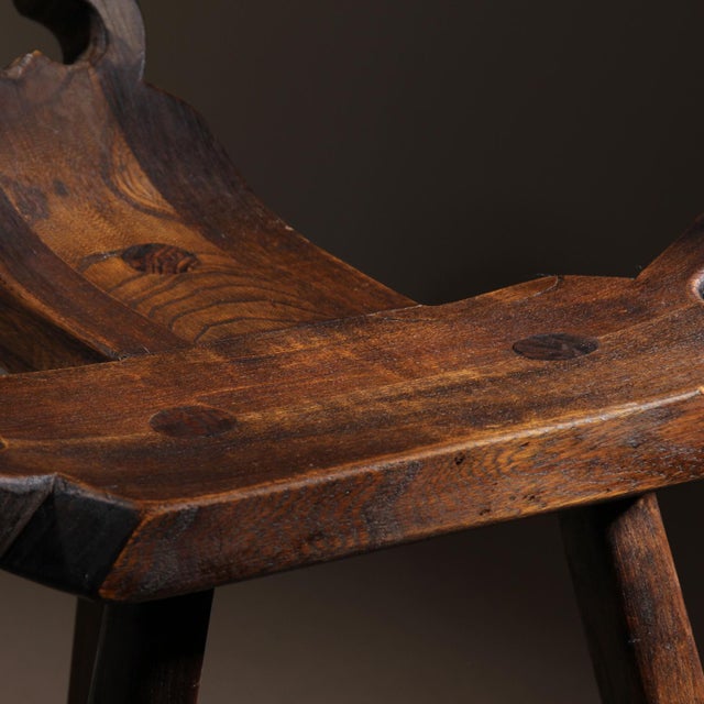 Wood Brutalist Wood Marbella Bar Stools, Spain, 1970s For Sale - Image 7 of 11