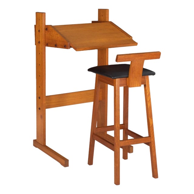 Danish Modern Teak Adjustable-Height Desk and Chair, Circa 1960s For Sale