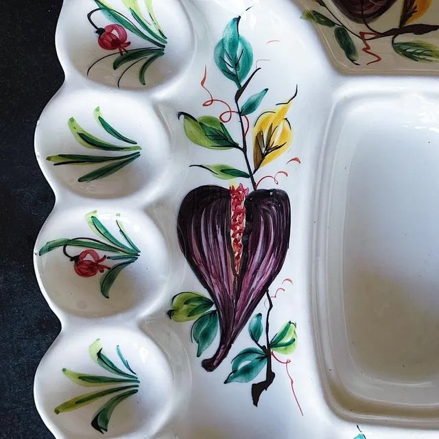 Mid 20th Century Mid-Century Italian Hand-Painted Majolica Serving Platter Depicting Fruits For Sale - Image 5 of 10