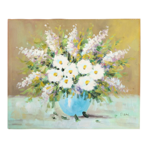 French Still Life Floral Oil on Canvas Painting