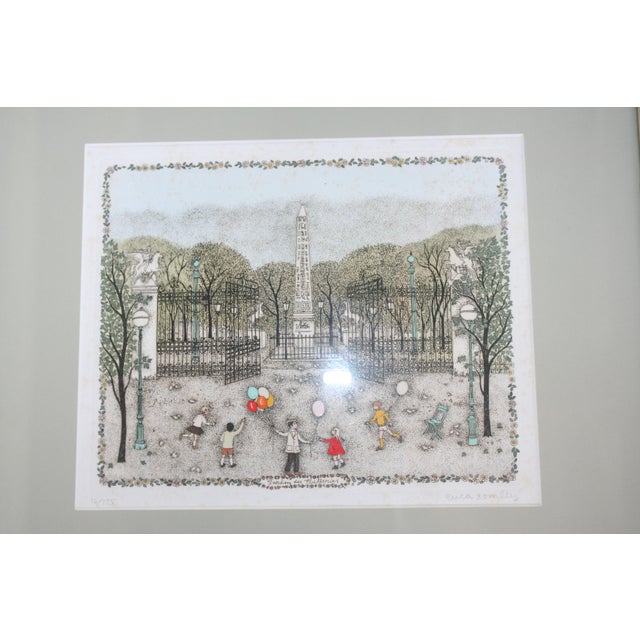 Lovely Hand Colored Etching by Cuca Romley. A Spanish -American artist born in 1933. Art is titled "Jardins des...
